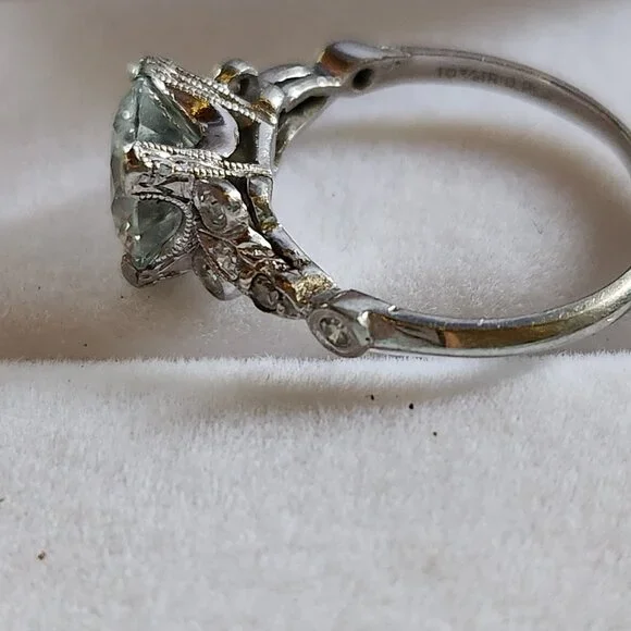 Vintage PLATINUM solitaire ENGAGMENT RING 2 CT Charles Colvard Moissanite. Sz 6 - Picture 14 of 16